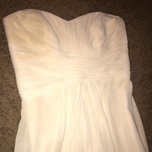 Strapless beige bridesmaids dress